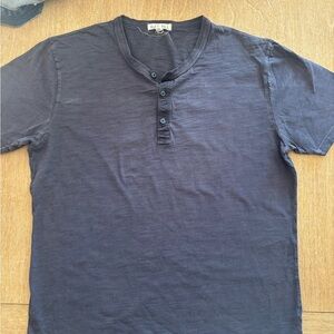 Blue Alex Mill Button-Up Henley Shirt